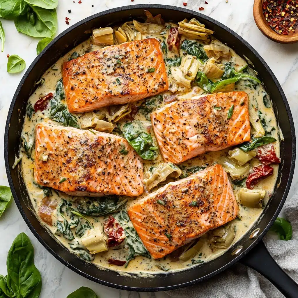 Skillet Creamy Tuscan Salmon Recipe - Recipe Image