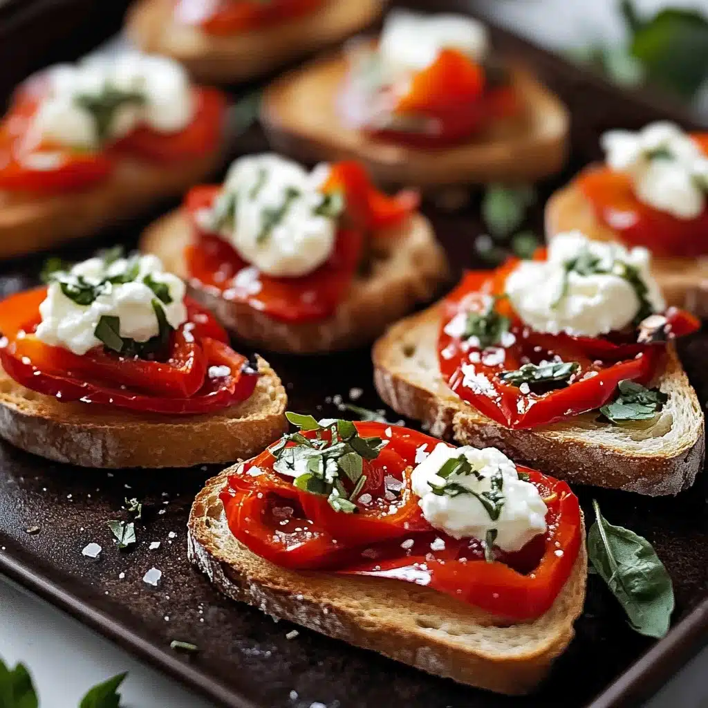 Roasted Red Peppers Goat Cheese Crostini Recipe - Recipe Image