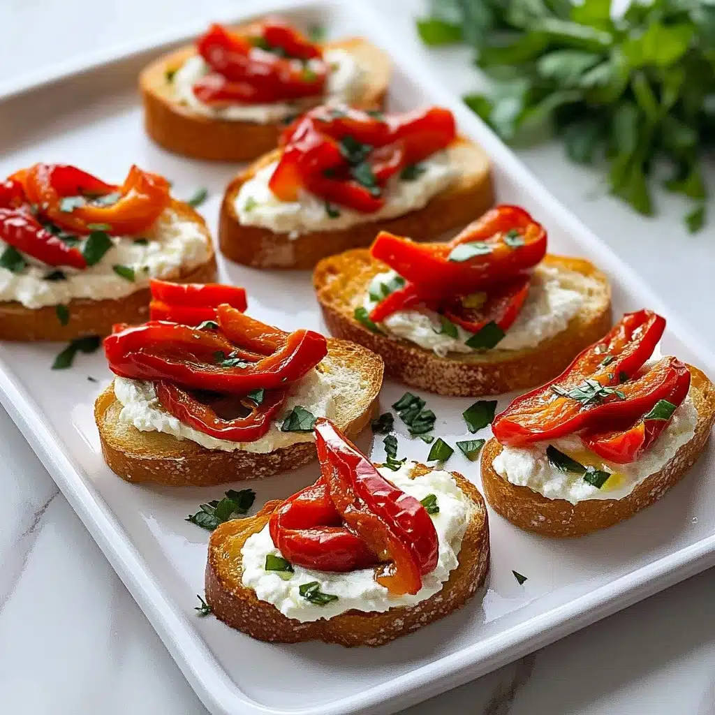 Roasted Red Peppers Goat Cheese Crostini Recipe - Recipe Image