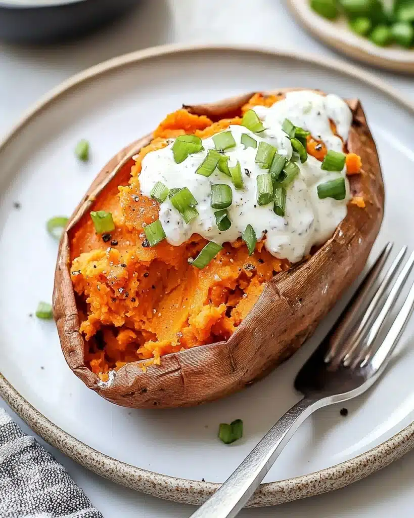 Buffalo Ground Chicken Stuffed Sweet Potatoes Recipe