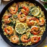One Skillet Lemon Pepper Shrimp and Orzo Recipe