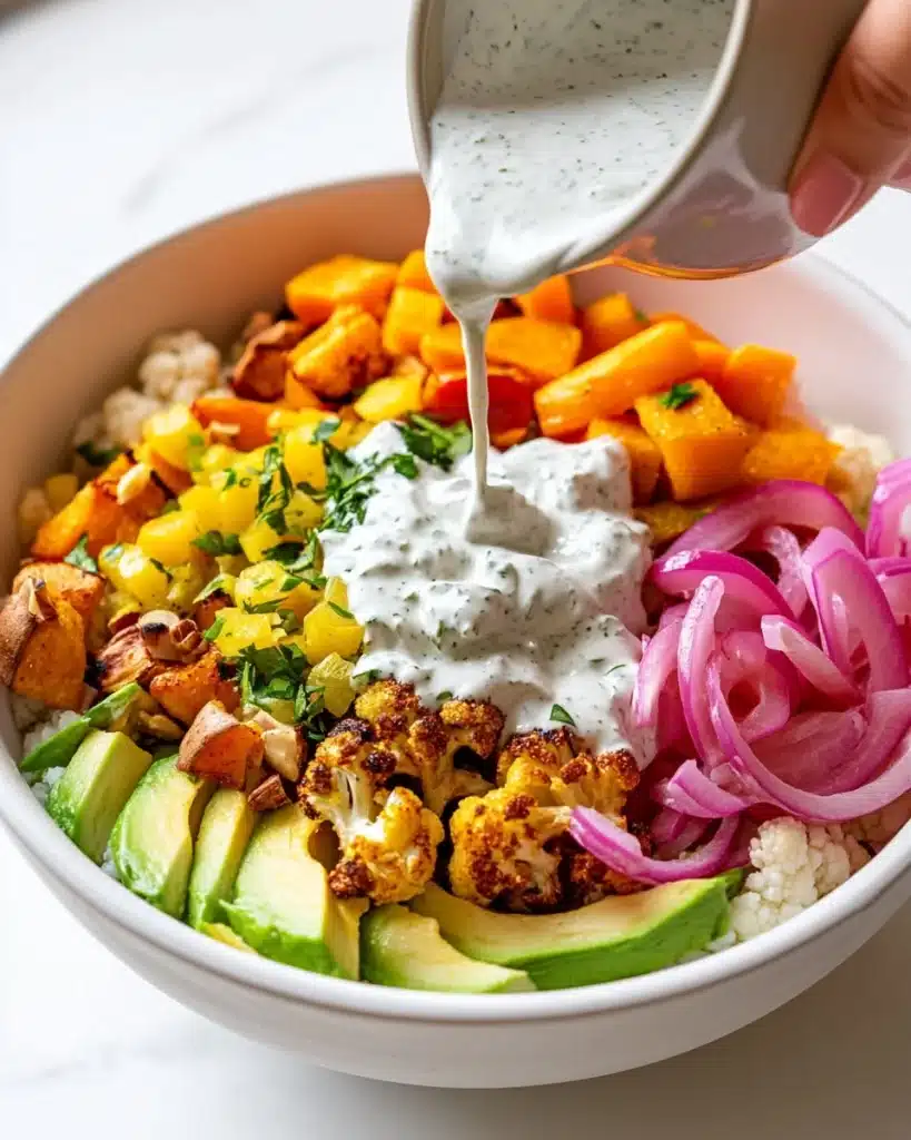 Buffalo Cauliflower Salad with Healthy Ranch Dressing Recipe
