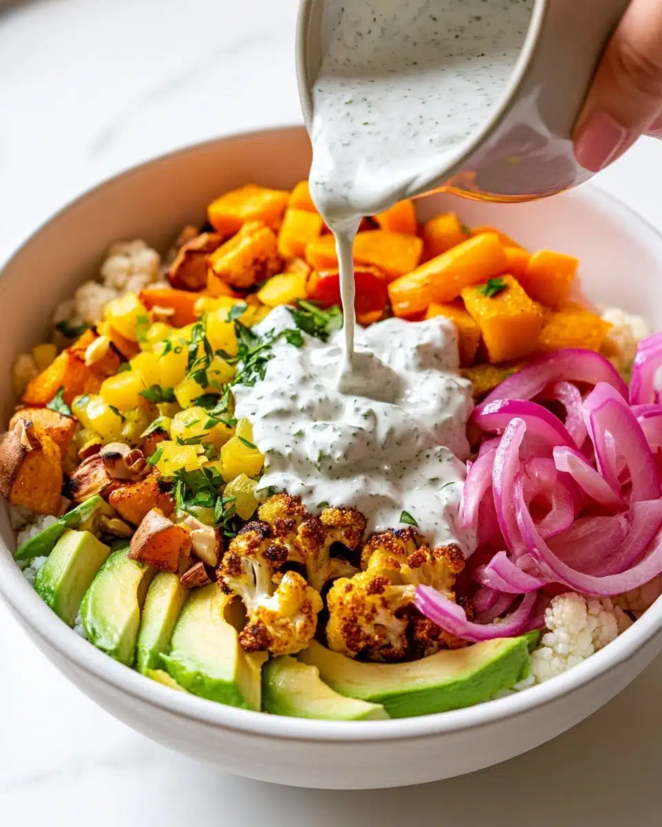 Buffalo Cauliflower Salad with Healthy Ranch Dressing Recipe