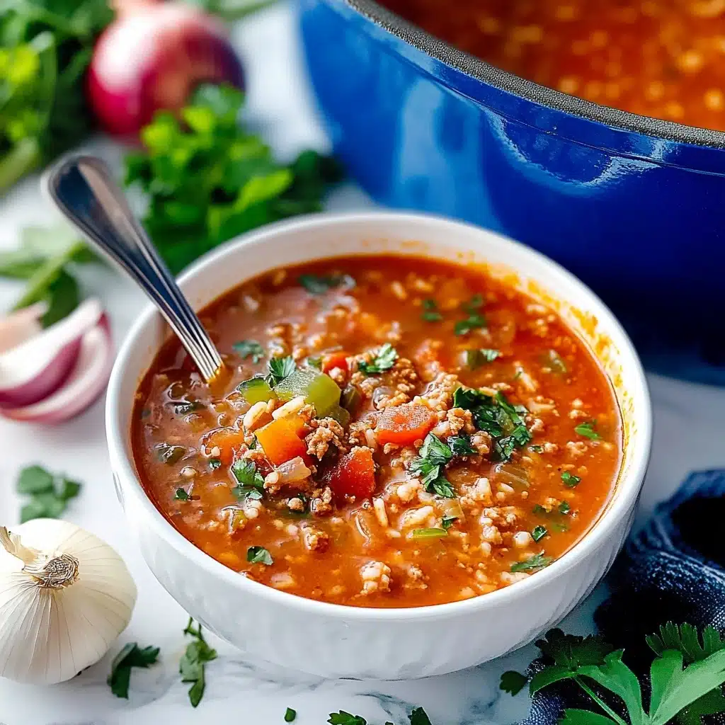 Stuffed Pepper Soup with Ground Beef and Rice Recipe - Recipe Image