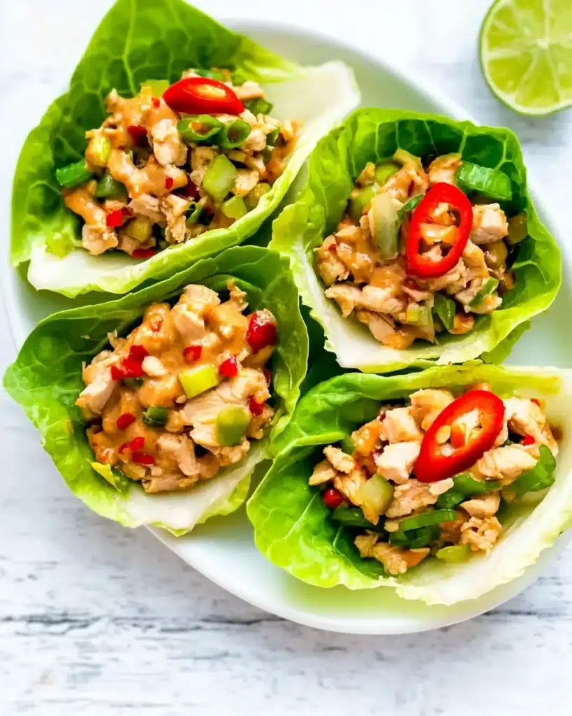 Thai Peanut Chicken Lettuce Wraps Recipe