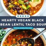 Black Bean Lentil Taco Soup Recipe