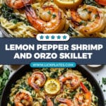 One Skillet Lemon Pepper Shrimp and Orzo Recipe