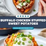 Buffalo Ground Chicken Stuffed Sweet Potatoes Recipe