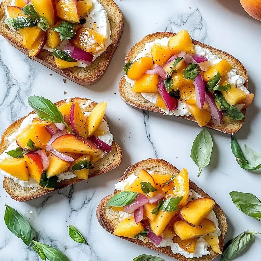 Peach Bruschetta with Goat Cheese and Honey Recipe - Recipe Image