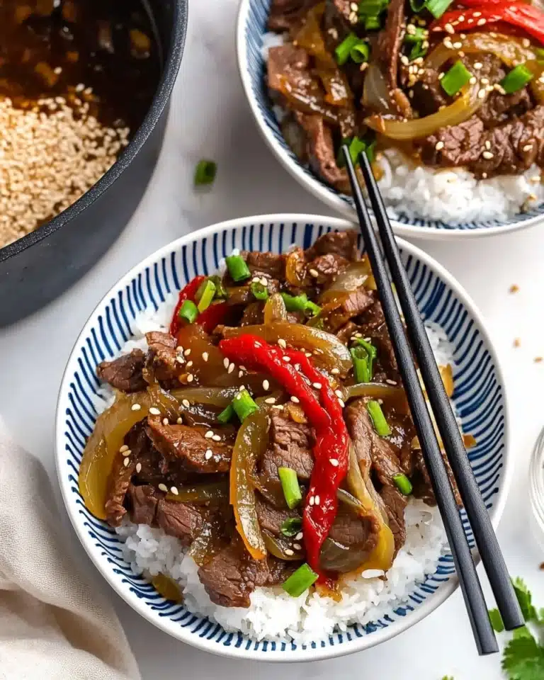 Gyudon (Japanese Beef Bowl) with Cauliflower Rice and Optional Garnishes Recipe