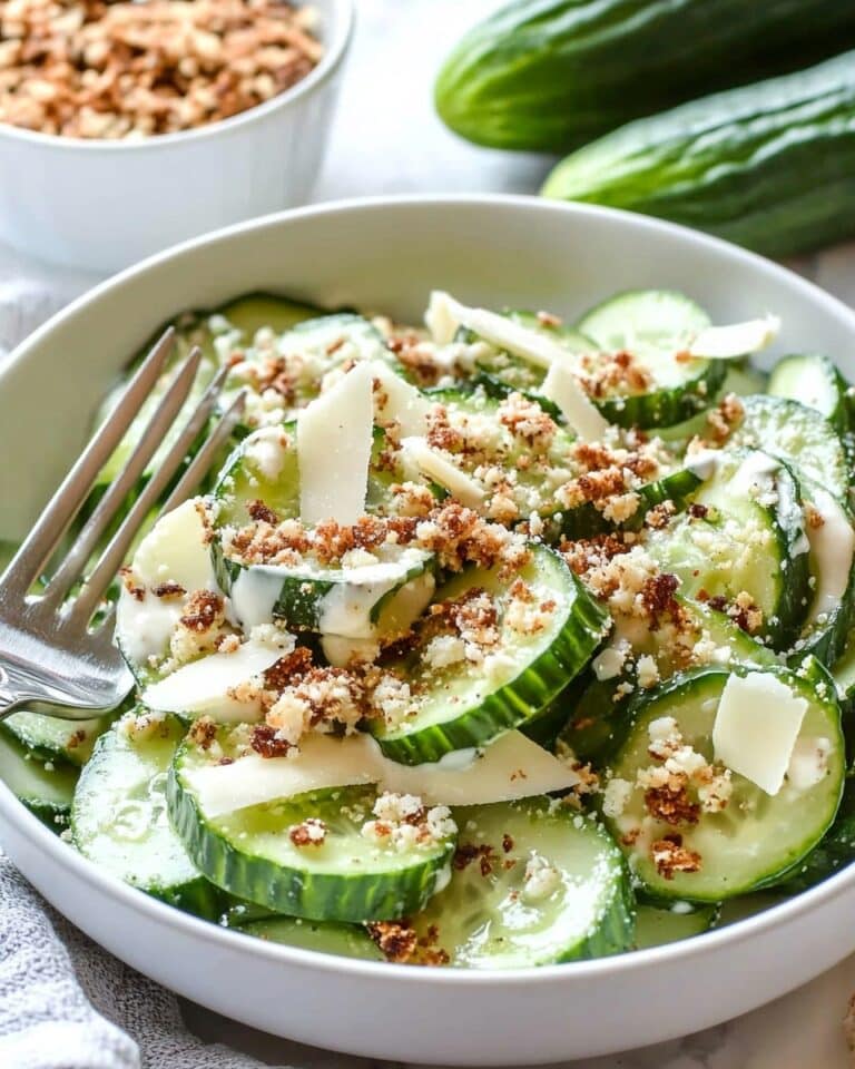 Cucumber Caesar Salad with Toasted Breadcrumbs and Parmesan Recipe