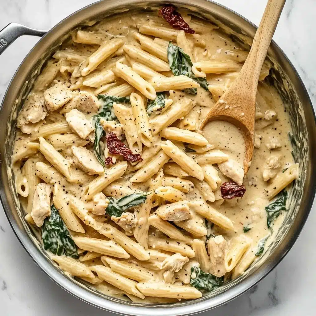 One Pot Creamy Pesto Chicken Pasta Recipe - Recipe Image