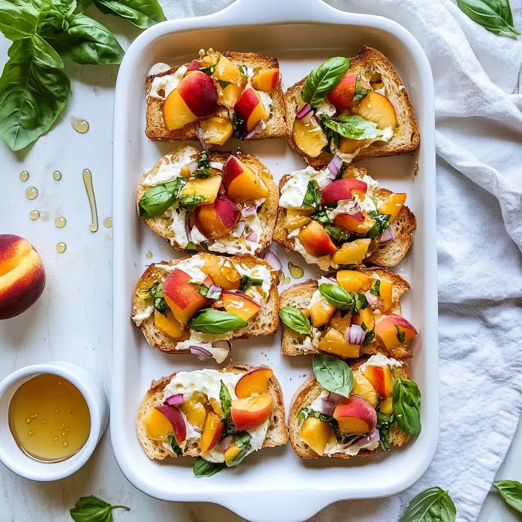 Peach Bruschetta with Goat Cheese and Honey Recipe - Recipe Image
