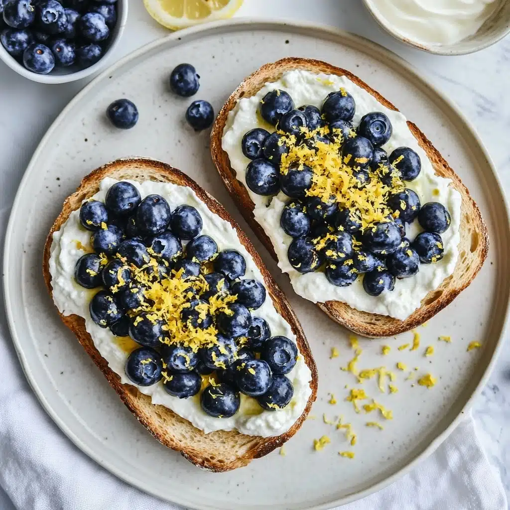 Lemon Blueberry Ricotta Toast With Honey Recipe - Recipe Image