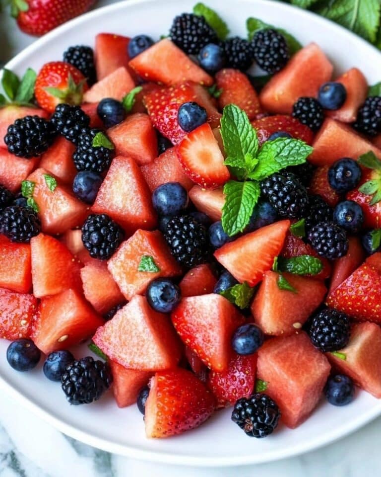 Berry Watermelon Salad with Honey Lime Dressing Recipe