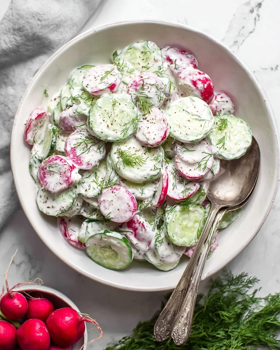 Cucumber Radish Salad with Yogurt Dill Dressing Recipe - Recipe Image