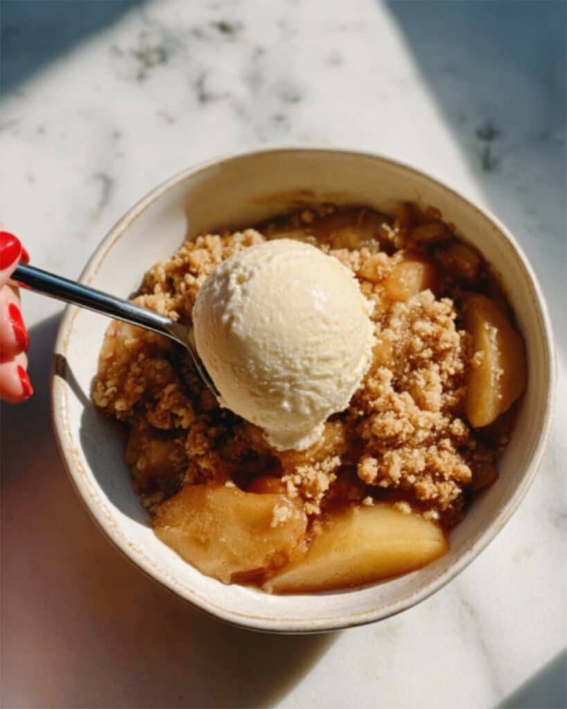 Single Serving Apple Crumble with Vanilla Ice Cream Recipe
