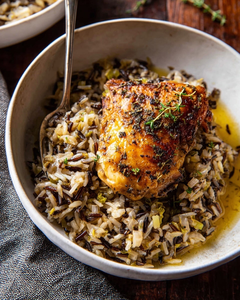 The image shows several pieces of cooked spiced chicken with a golden brown color, sprinkled with herbs and black specks, placed on a baking tray. The chicken pieces have a slightly rough texture from the herbs. Around the chicken, there are small roasted whole mushrooms with dark char marks and some whole roasted garlic cloves with a caramelized surface. Fresh green herb leaves are also scattered around the tray, adding a touch of color. The background visible is a white marbled texture. photo taken with an iphone --ar 4:5 --v 7