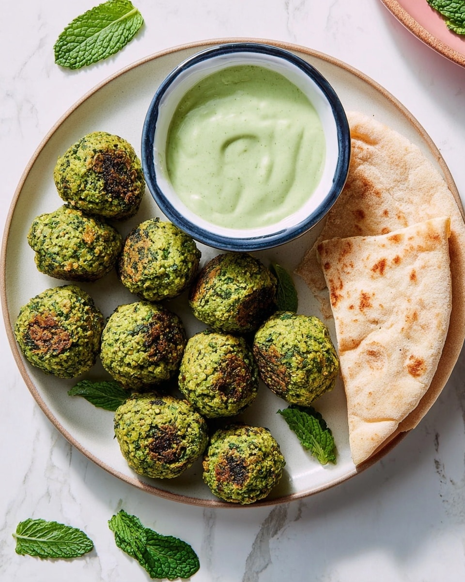 Baked Falafel Bites with Spicy Tahini Dip Recipe - Recipe Image