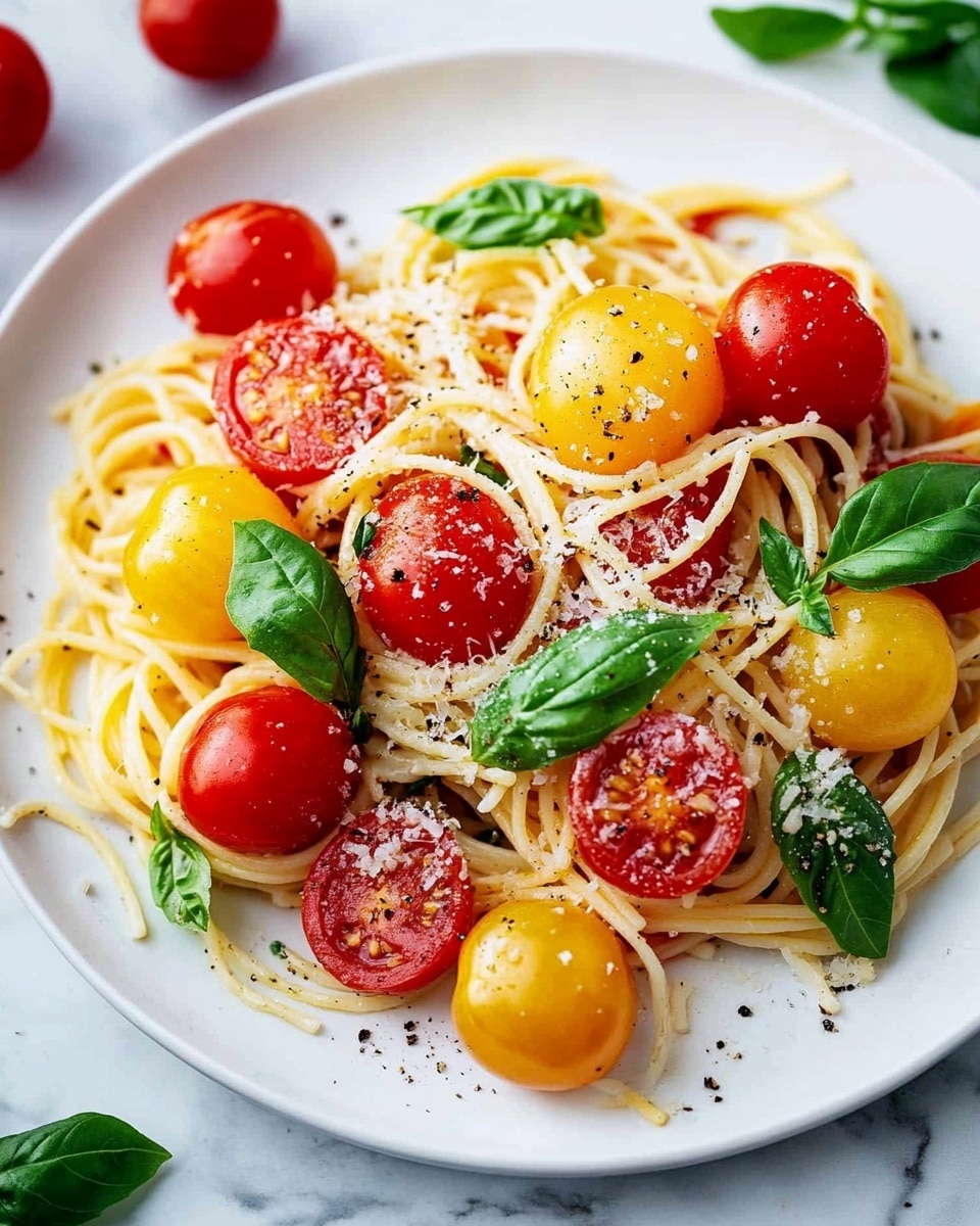 Easy 30 Minute Burst Cherry Tomato Pasta Recipe - Recipe Image