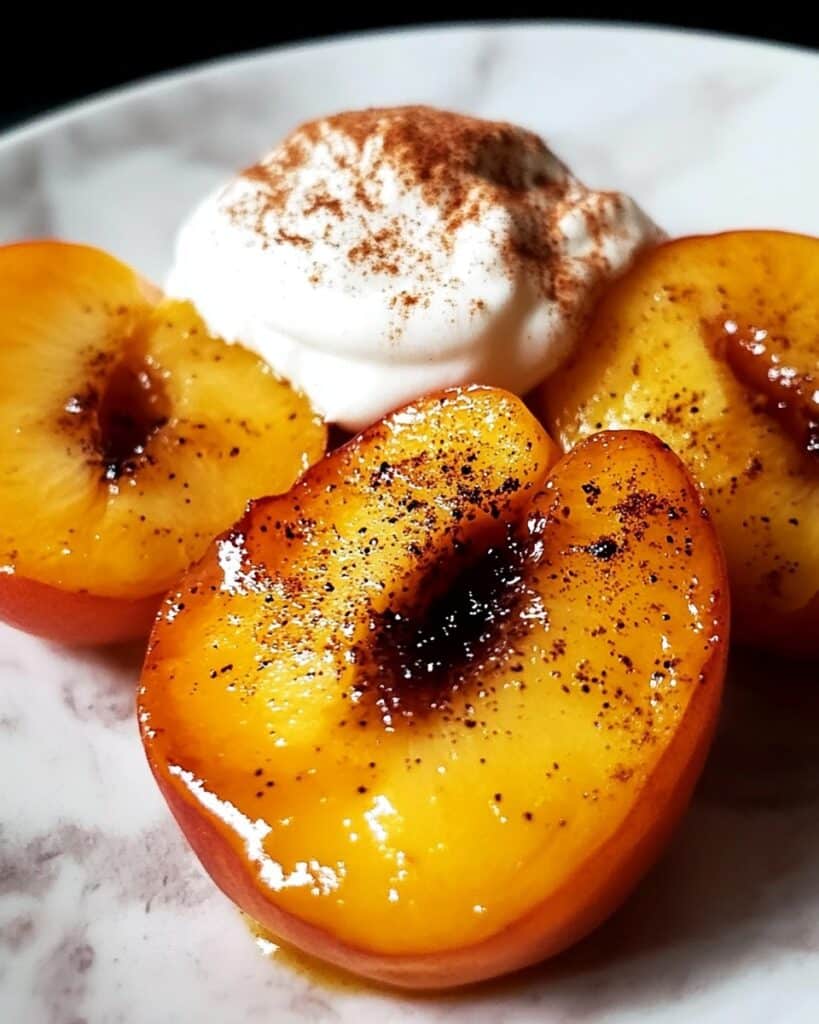 Pan Fried Peaches with Cinnamon, Ginger, and Caramelized Brown Sugar Recipe