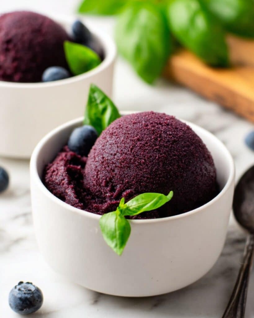4-Ingredient Blueberry Basil Sorbet Recipe