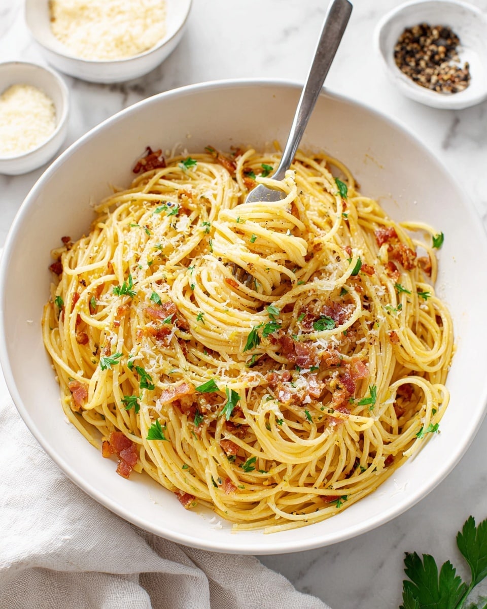 Homemade Pasta Carbonara with Crispy Bacon Recipe - Recipe Image