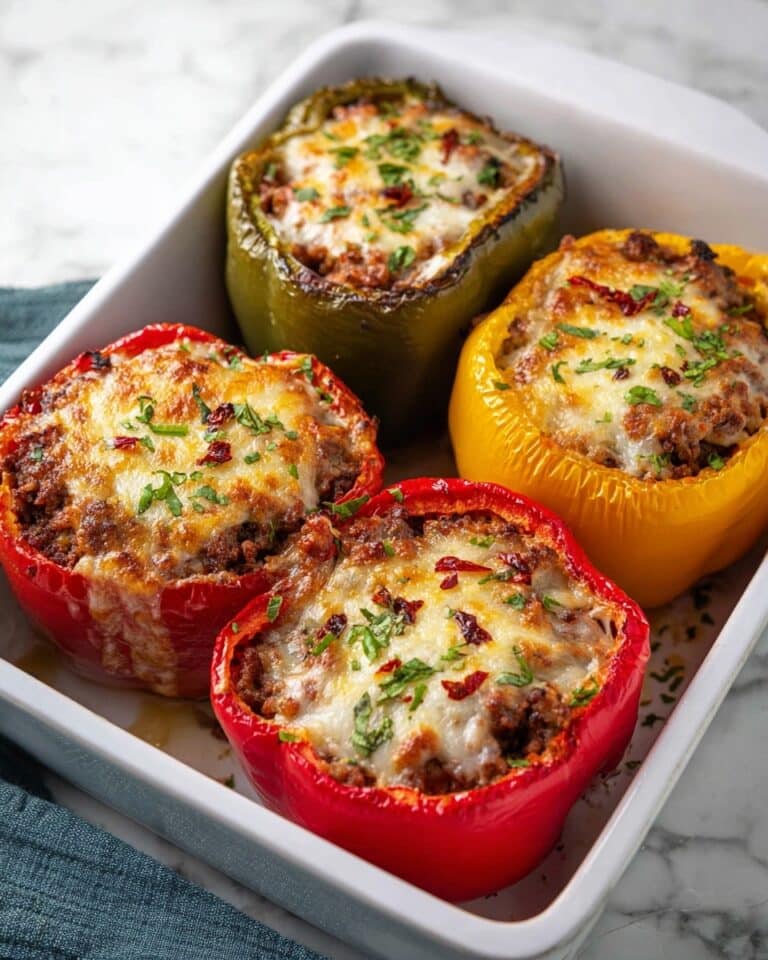 Classic Stuffed Bell Peppers with Cheesy Ground Beef and Rice Recipe