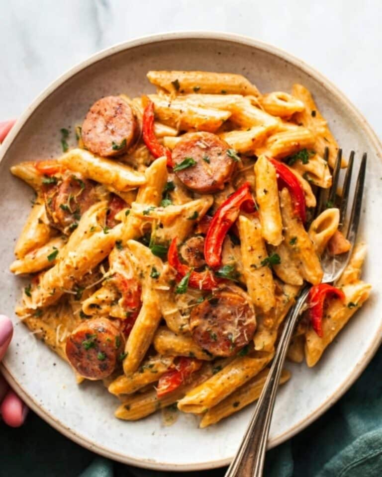 One Pot Creamy Cajun Sausage Pasta Recipe