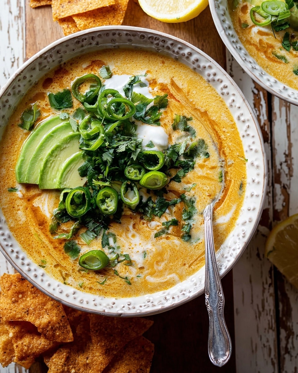 Creamy Green Chili Tortilla Soup Recipe - Recipe Image