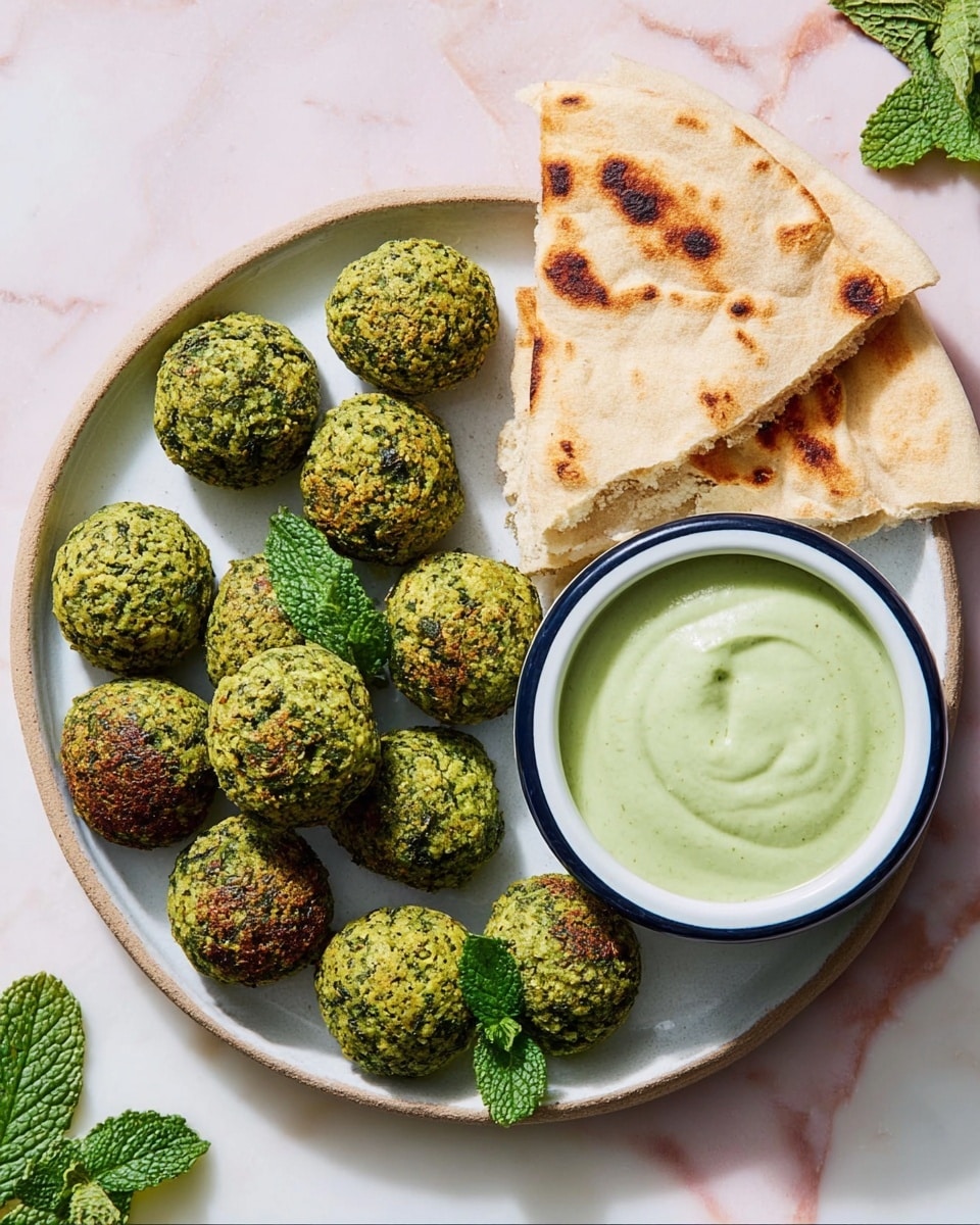 Baked Falafel Bites with Spicy Tahini Dip Recipe - Recipe Image