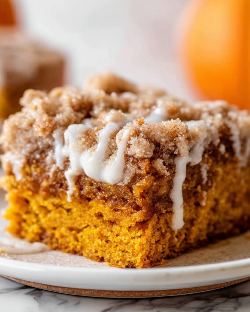 Pumpkin Coffee Cake with Streusel Topping and Icing Recipe