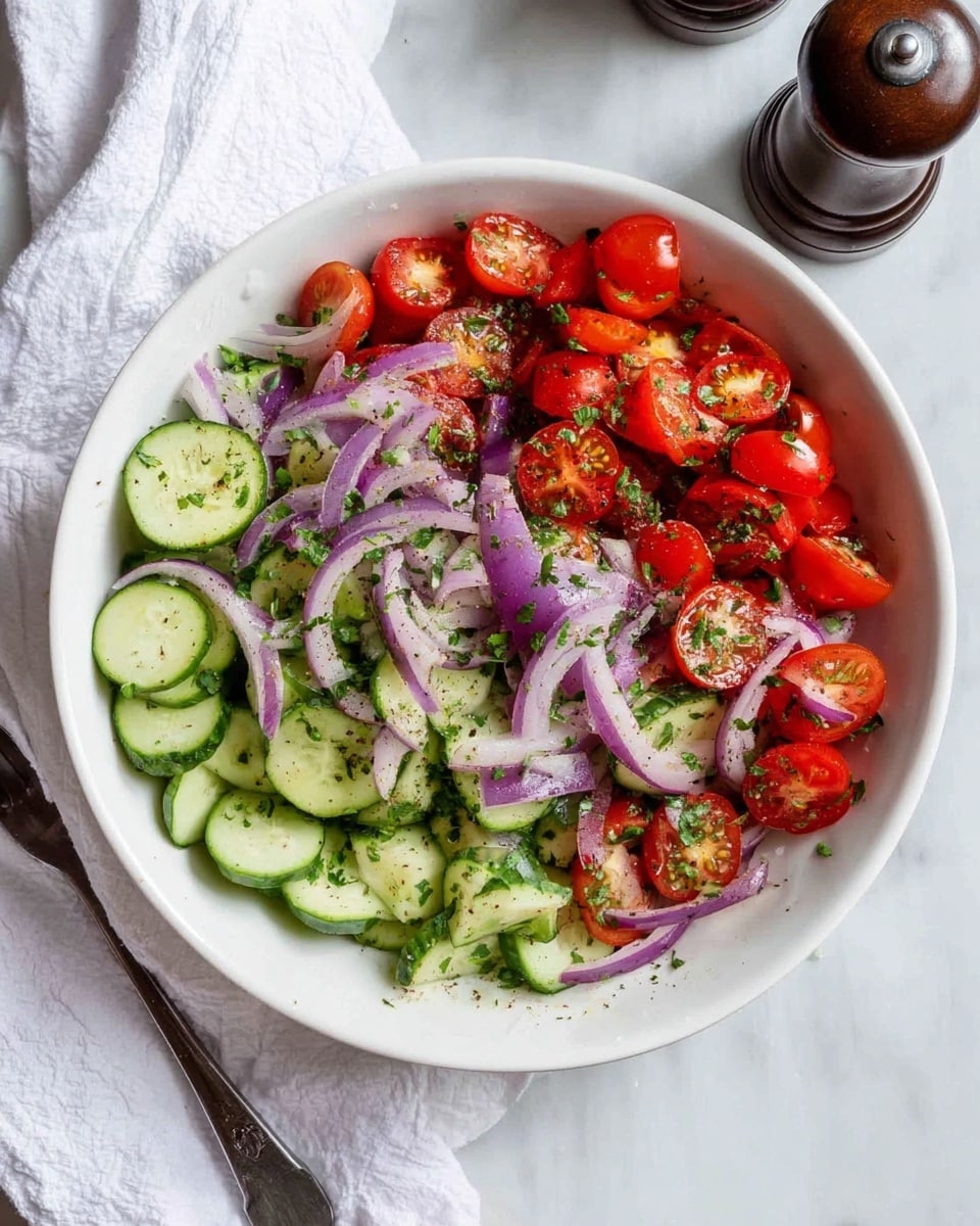 Refreshing Cucumber and Cherry Tomato Salad with Fresh Herbs Recipe - Recipe Image