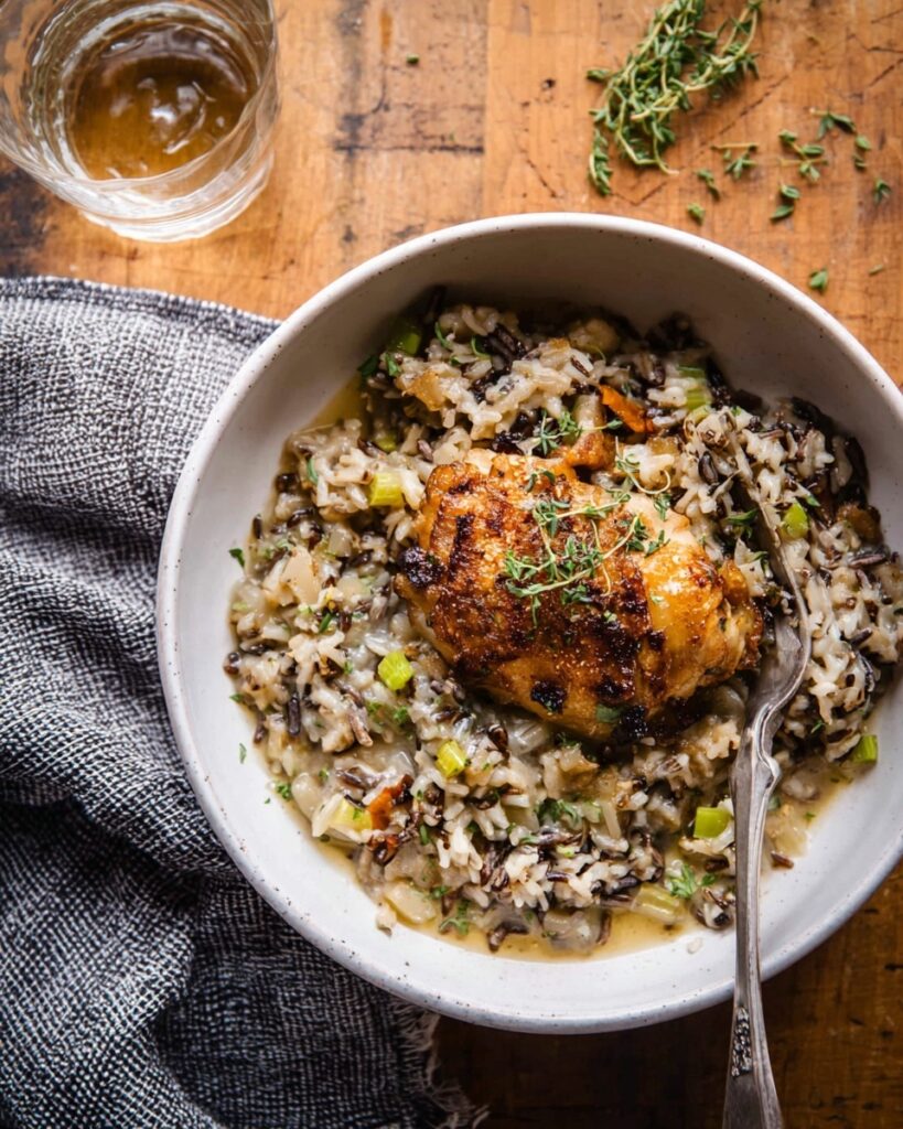 Crockpot Herb Butter Chicken and Wild Rice Recipe