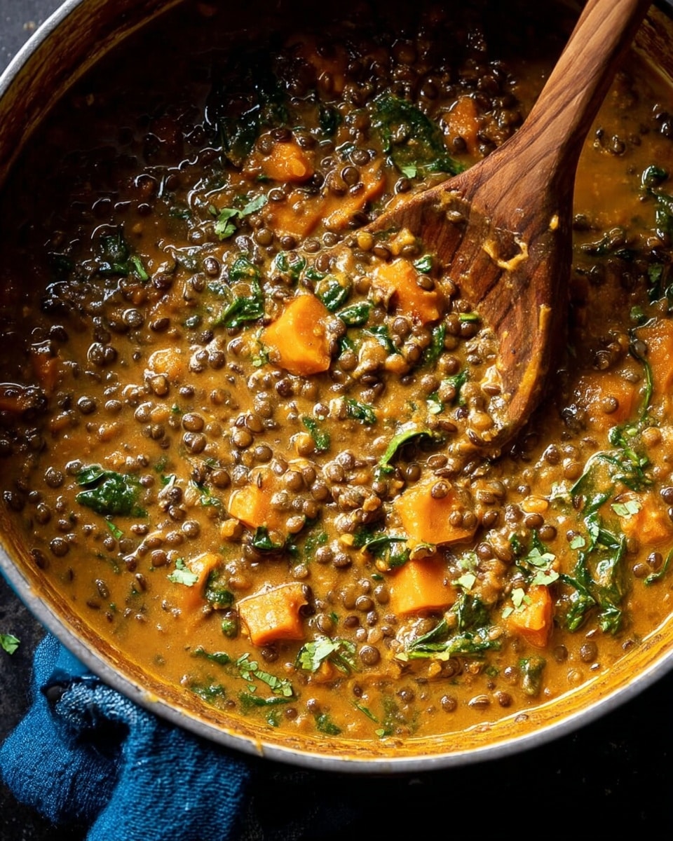 The image shows a white bowl filled with three main layers: on one side, cooked white rice, topped with crispy brown chickpeas and chopped green herbs; next to it is a thick orange curry with visible chunks of orange vegetables, lentils, and green leafy herbs mixed in; some of the herbs are sprinkled on top of both the curry and rice. A silver spoon rests in the bowl with some curry on it. The bowl is placed on a white marbled surface with a blue cloth nearby, and scattered pieces of chickpeas and herbs are around the bowl. Photo taken with an iphone --ar 4:5 --v 7