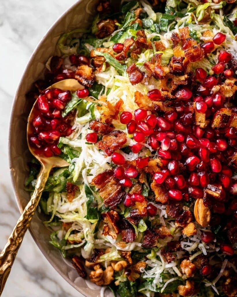 Shredded Brussels Sprout Candied Bacon Salad Recipe