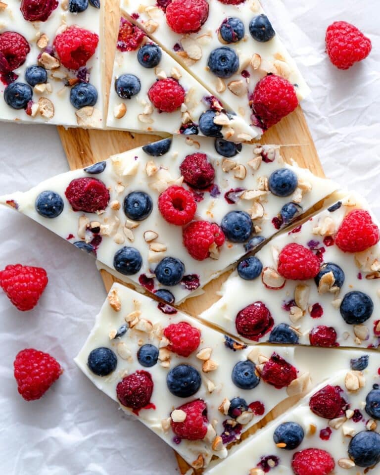 Frozen Yogurt Bark with Blueberries, Raspberries, and Walnuts Recipe