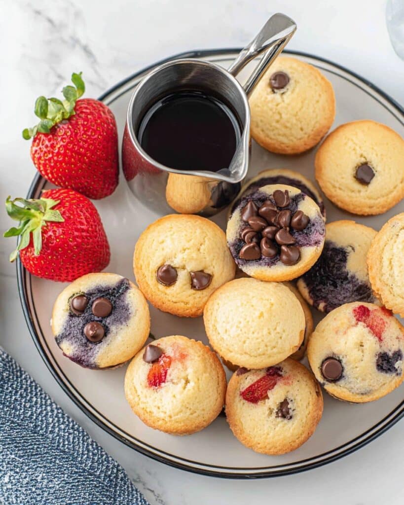 Pancake Mini Muffins with Fresh Fruit and Chocolate Chips Recipe