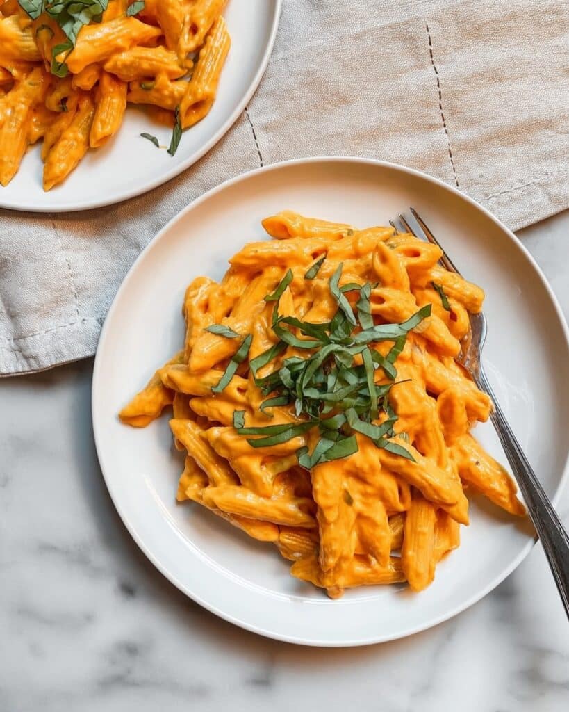 High-Protein Creamy Roasted Red Pepper Pasta Recipe
