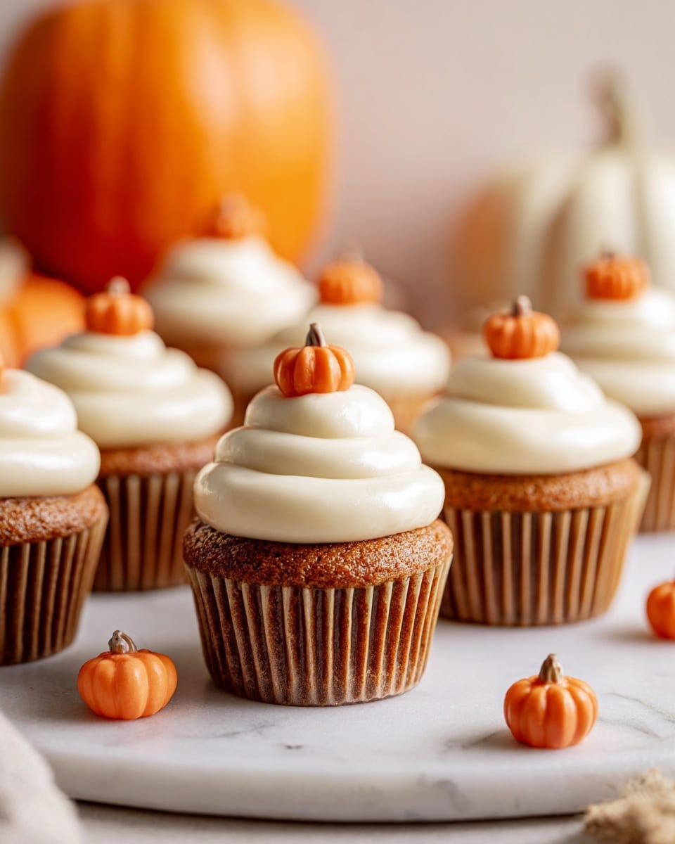 Pumpkin Cupcakes with Brown Sugar Cream Cheese Frosting Recipe - Recipe Image
