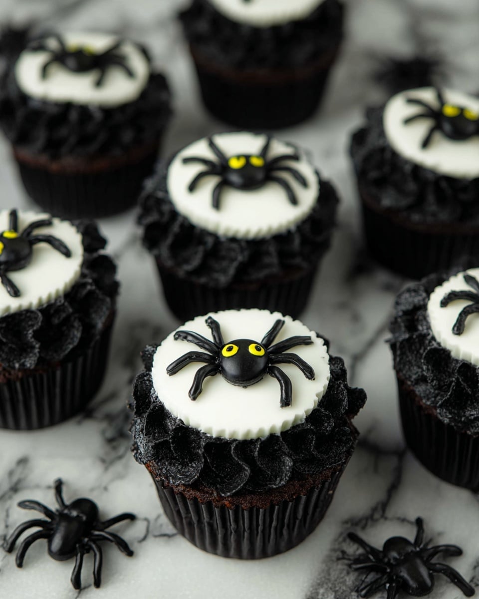 Creepy Halloween Spider Cupcakes Recipe - Recipe Image
