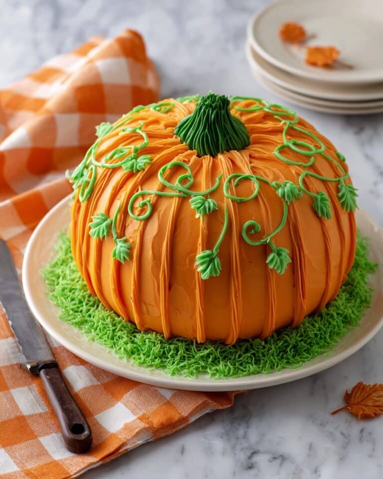 Thanksgiving Pumpkin Spice Cake with Frosted Pumpkin and Vines Recipe