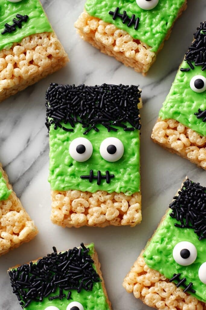 Frankenstein Halloween Rice Krispie Treats Recipe