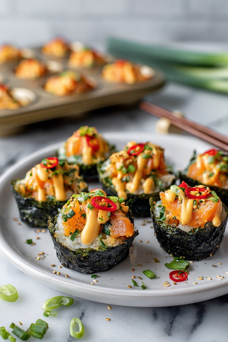 Easy Baked Salmon Sushi Cups Recipe
