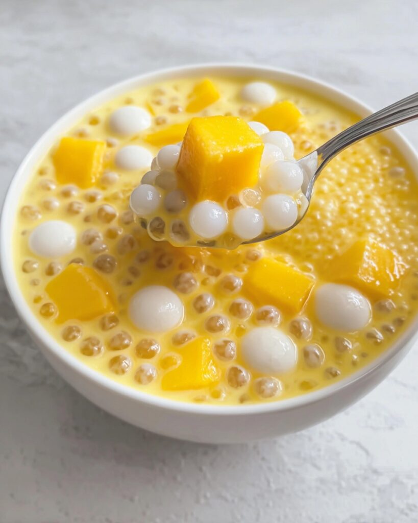 Mango Smoothie with Small Sticky Rice Balls Recipe