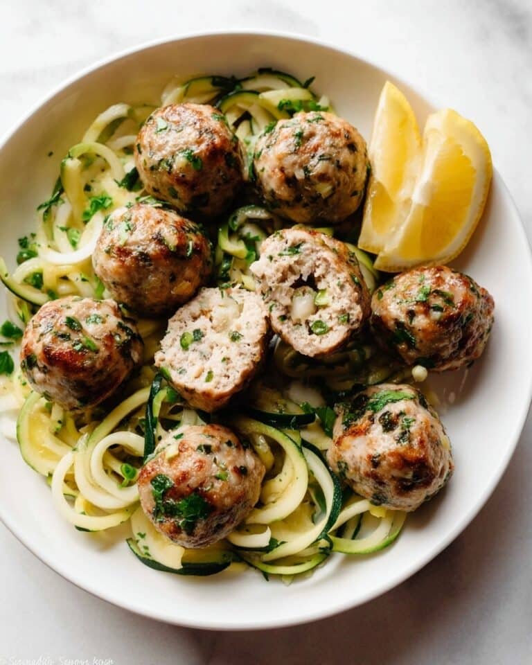 Easy Baked Chicken Meatballs with Herb Butter Lemon Sauce Recipe
