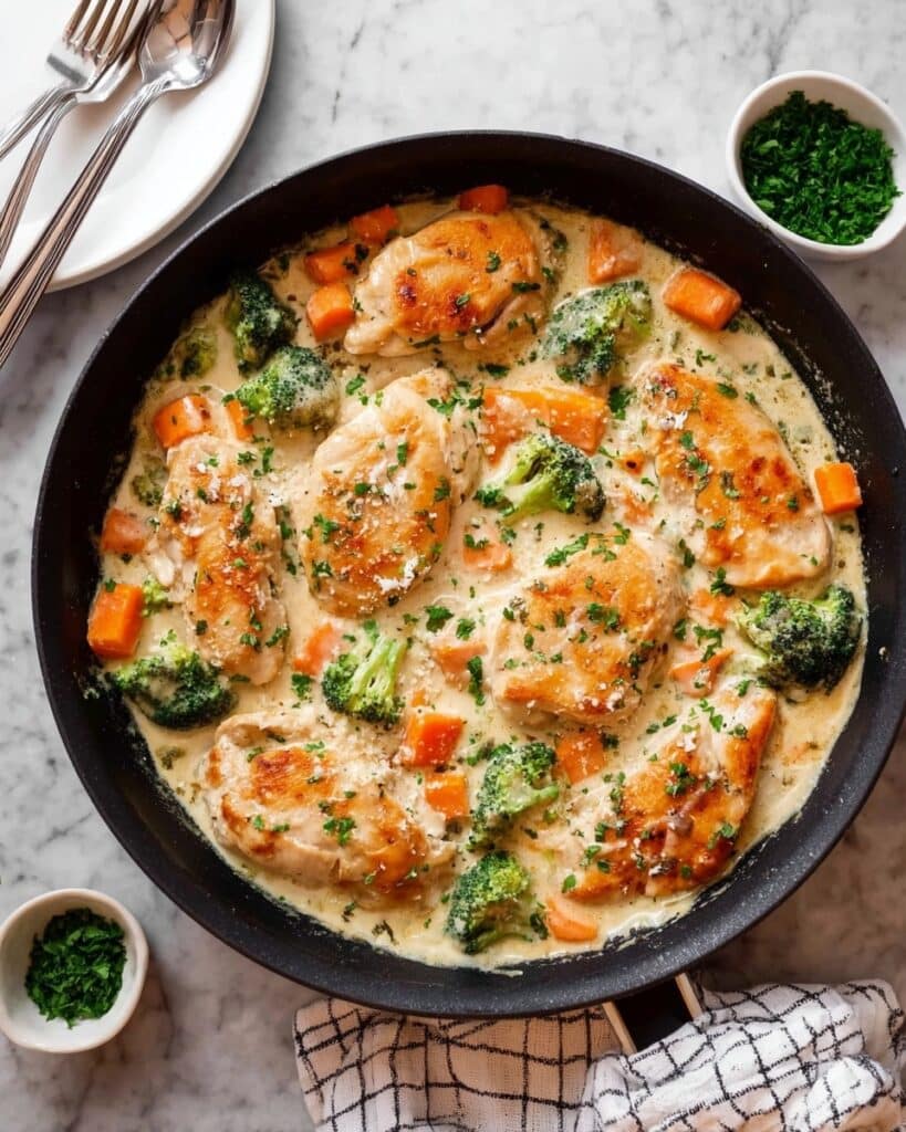Creamy Garlic Chicken and Vegetables Recipe