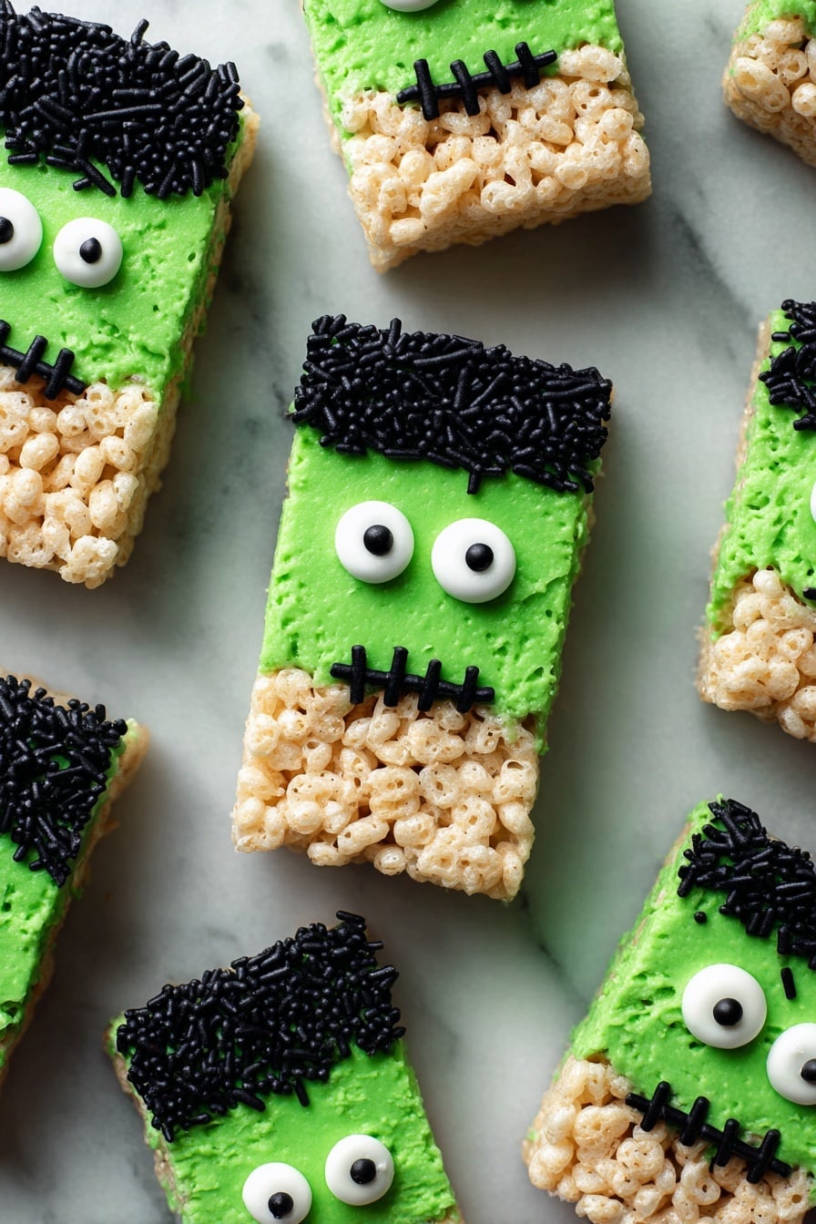 Frankenstein Halloween Rice Krispie Treats Recipe - Serving