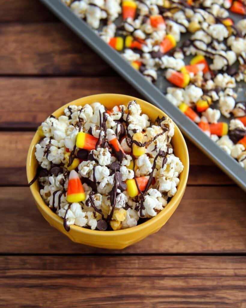 White Chocolate Candy Corn Popcorn Recipe