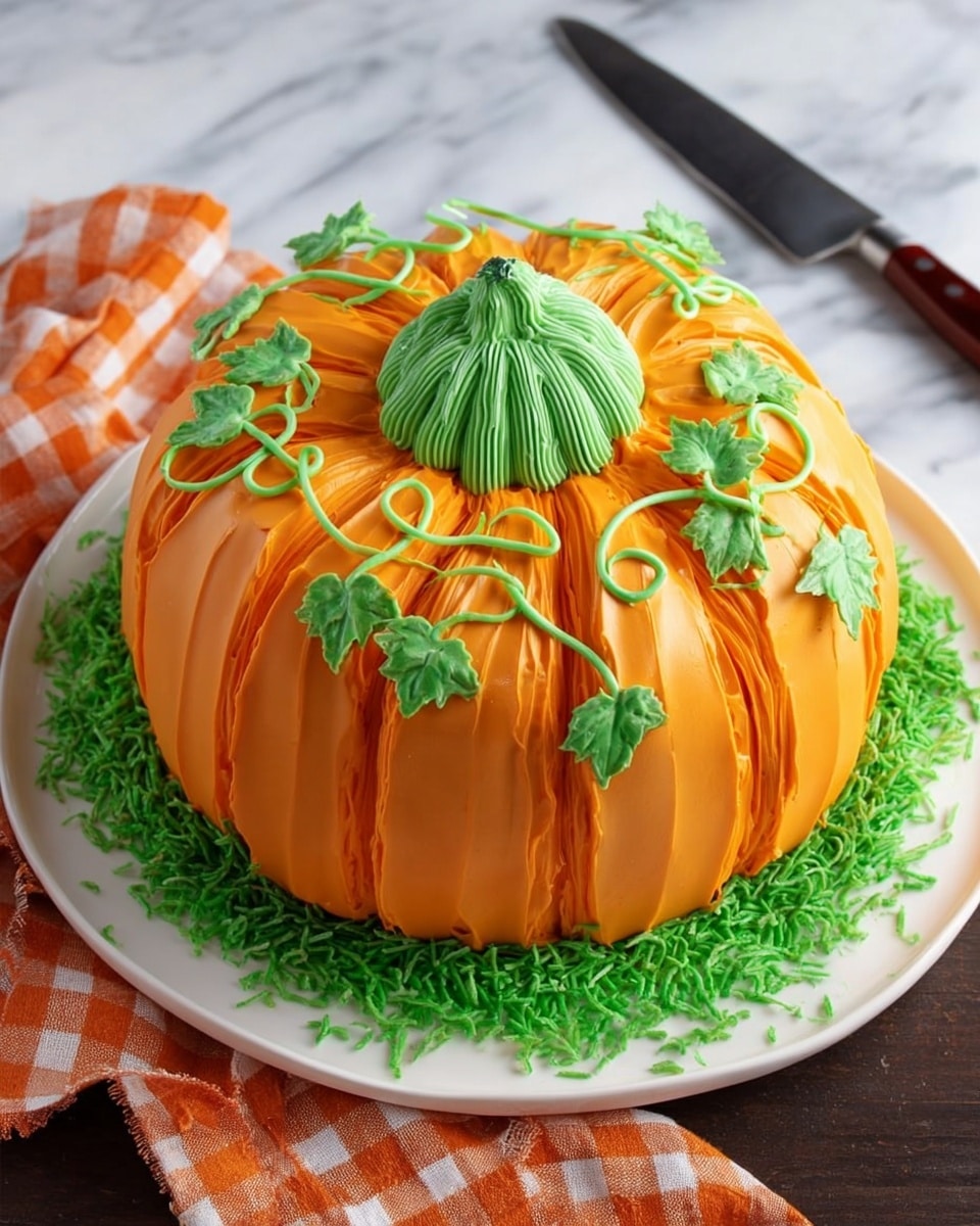 Thanksgiving Pumpkin Spice Cake with Frosted Pumpkin and Vines Recipe - Recipe Image